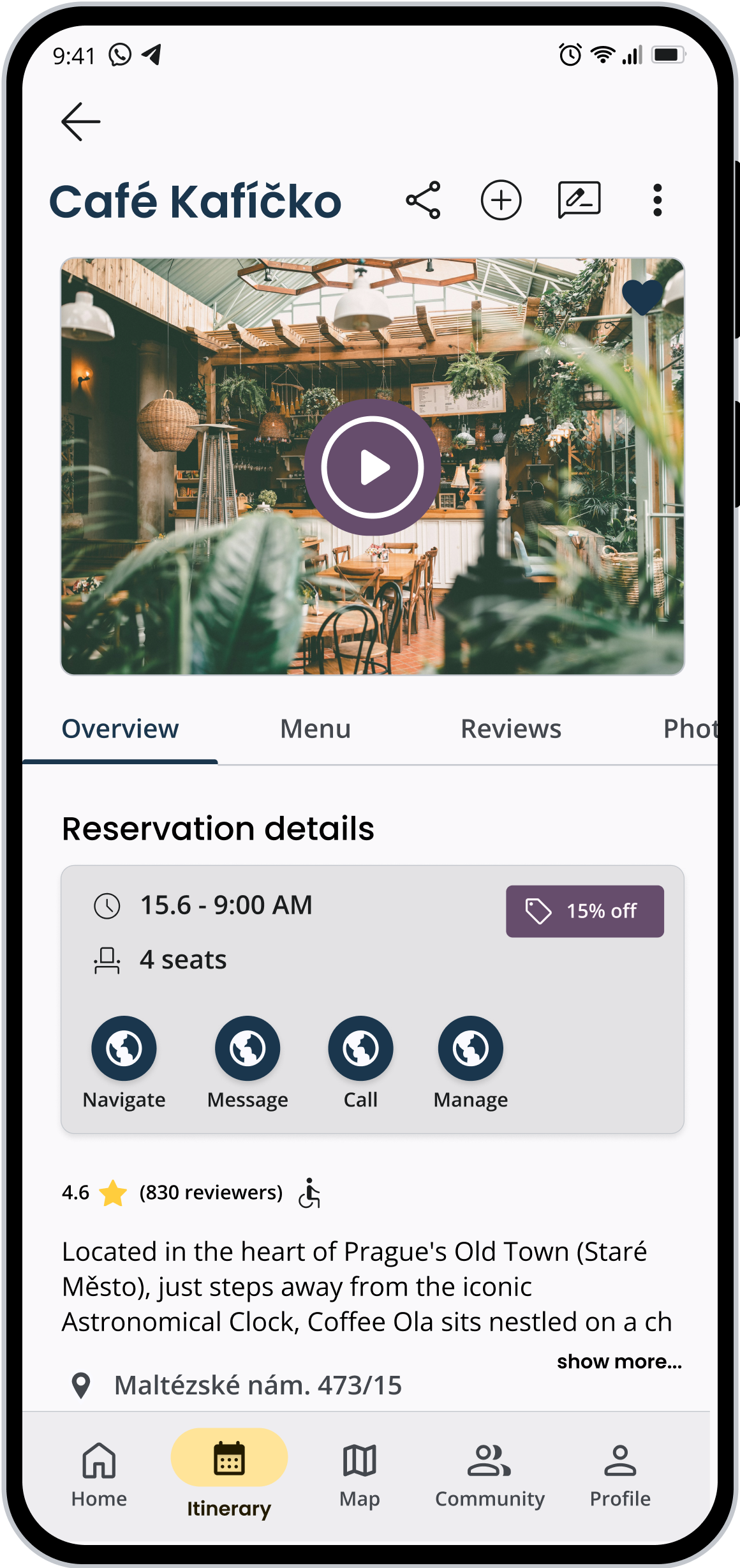 Activity page mockup